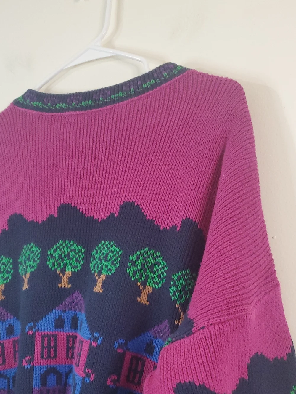 Vintage 80s Sutton Place Cats Village Motif Women’s Sweater Novelty - Picture 7 of 11